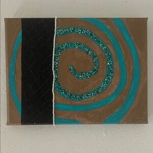 Handmade Teal Spiral Canvas Wall Art